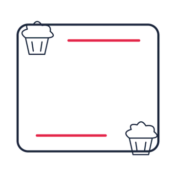 A corner frame composition featuring cupcake with frosting for Birthdays designs.