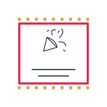 A stamp label composition featuring birthday party popper for Birthdays designs.