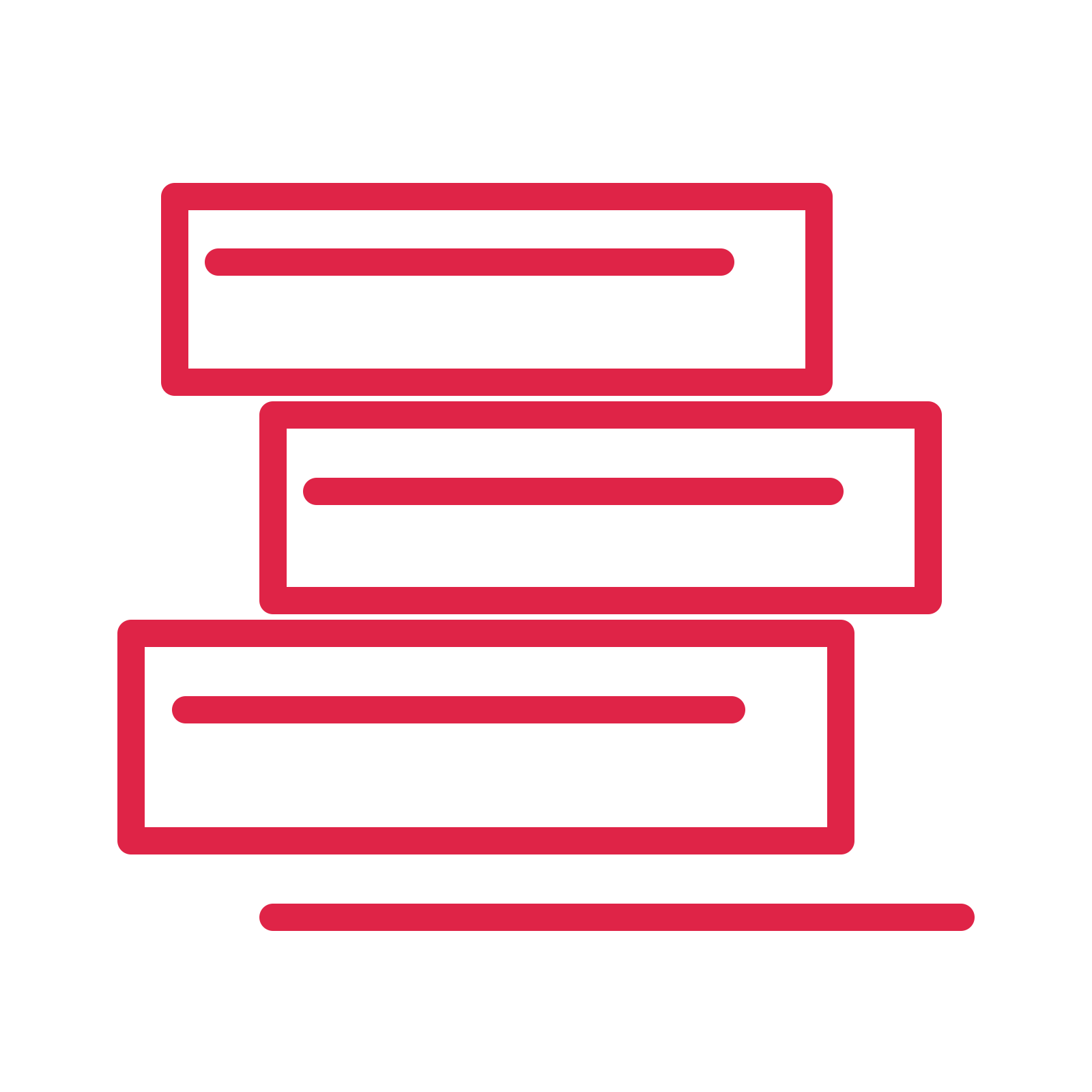 Stack of books in an outline drawing with clear rounded lines.