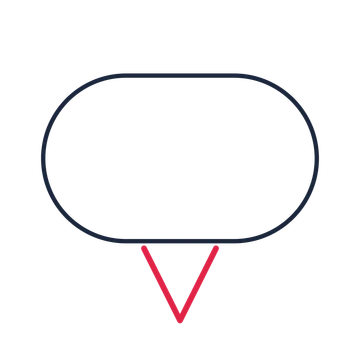A capsule speech bubble with a centre tail and blank interior for quotes or messages.