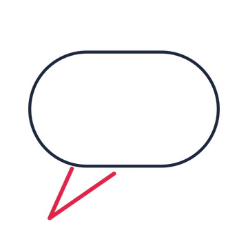 A capsule speech bubble with a left tail and blank interior for quotes or messages.