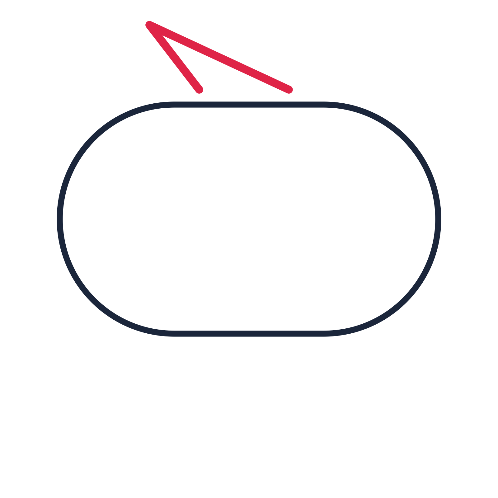 A capsule speech bubble with a upper tail and blank interior for quotes or messages.