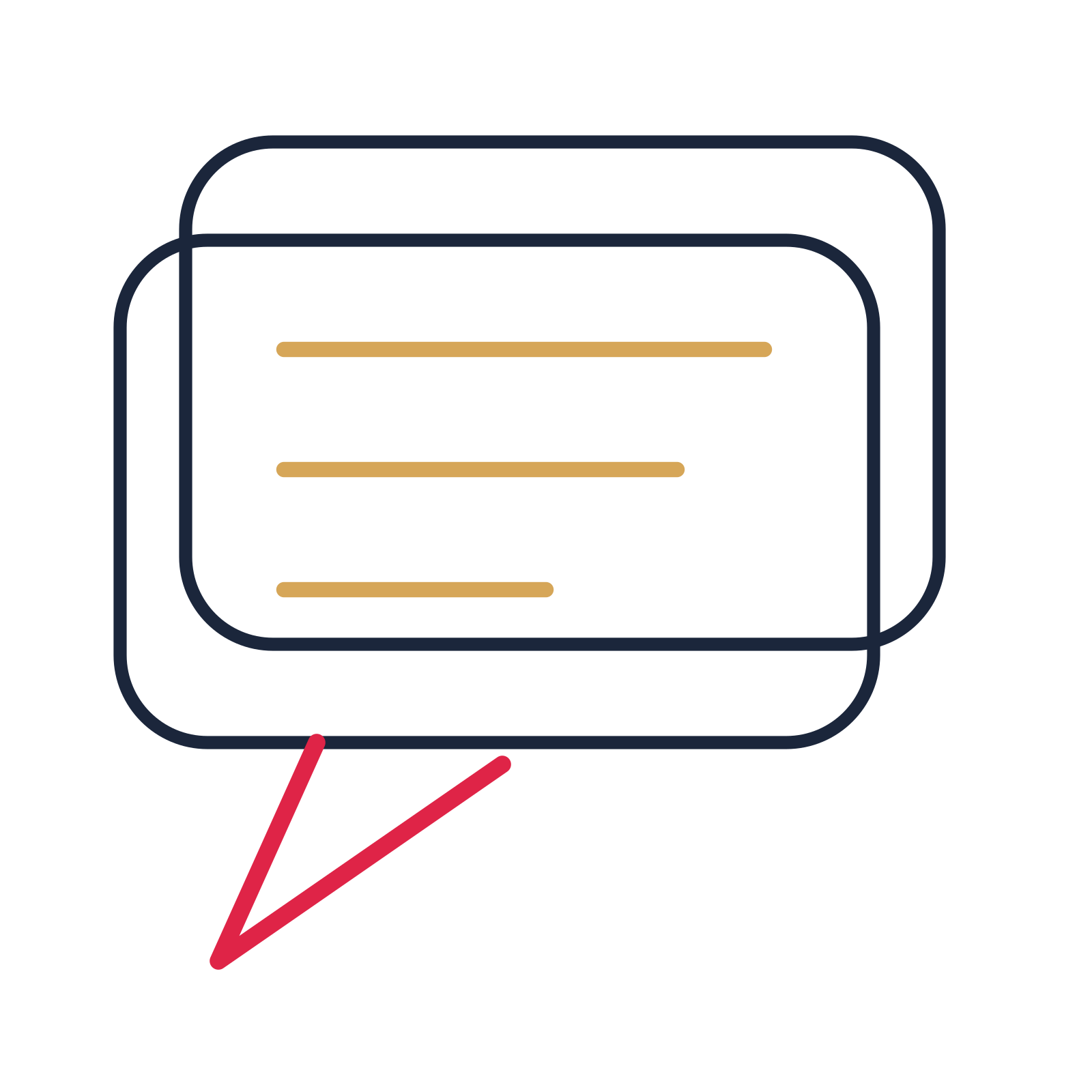 A double speech bubble with a left tail and ruled interior for quotes or messages.