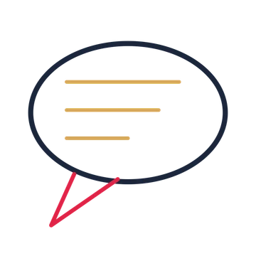 A oval speech bubble with a left tail and ruled interior for quotes or messages.