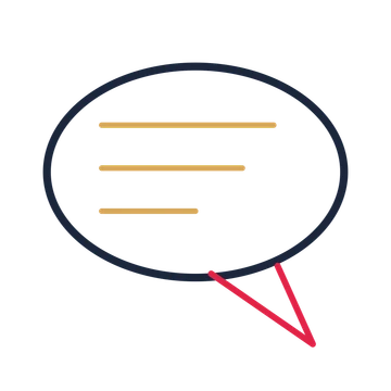 A oval speech bubble with a right tail and ruled interior for quotes or messages.
