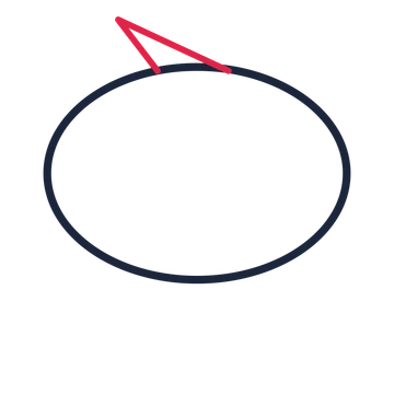 A oval speech bubble with a upper tail and blank interior for quotes or messages.