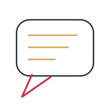 A round speech bubble with a left tail and ruled interior for quotes or messages.