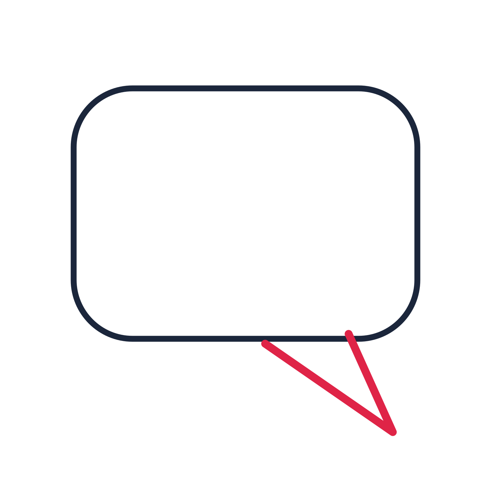 A round speech bubble with a right tail and blank interior for quotes or messages.
