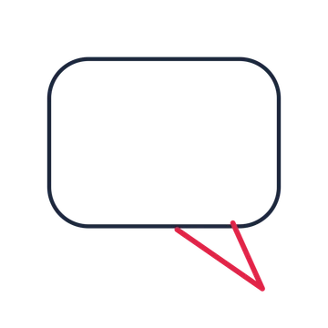 A round speech bubble with a right tail and blank interior for quotes or messages.