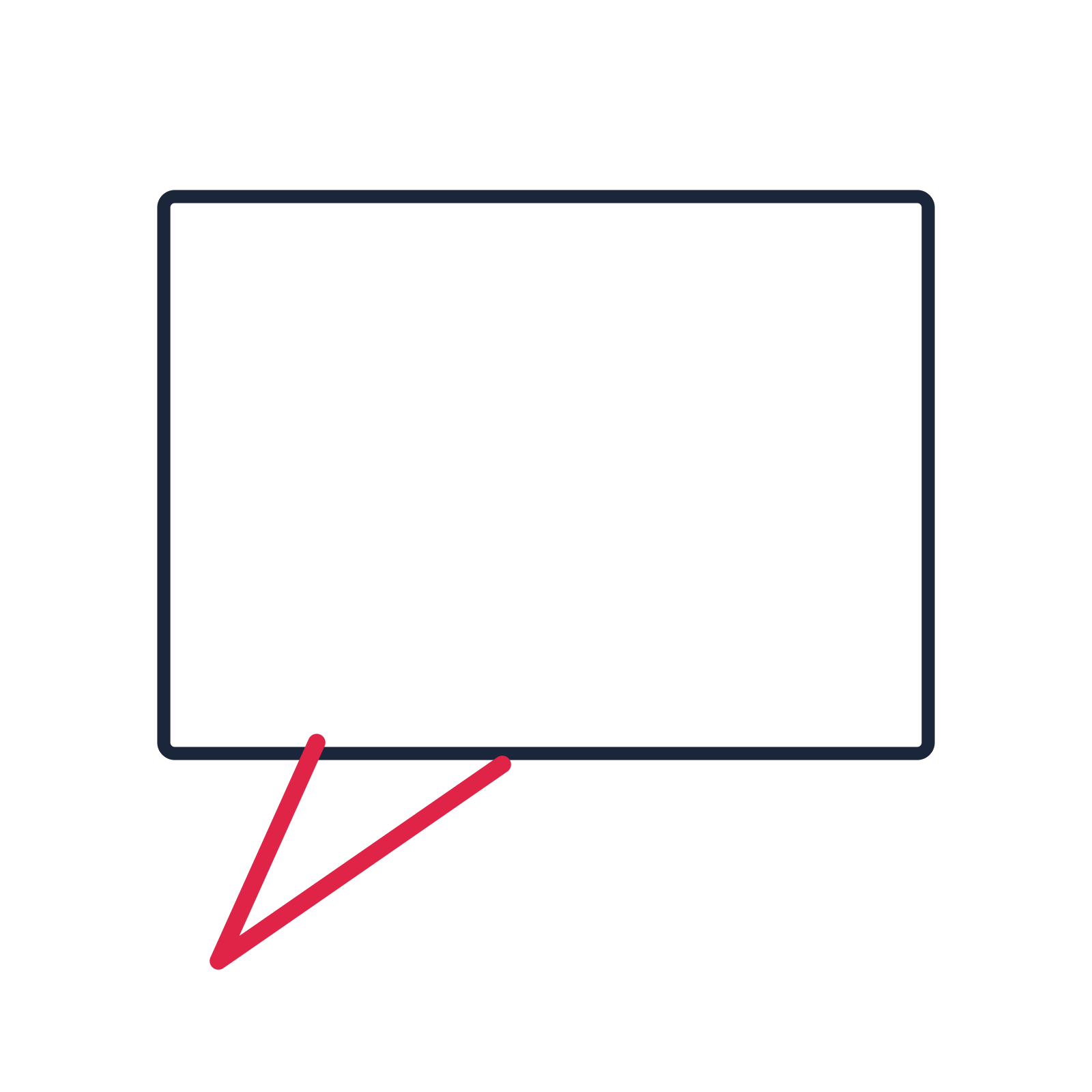 A square speech bubble with a left tail and blank interior for quotes or messages.