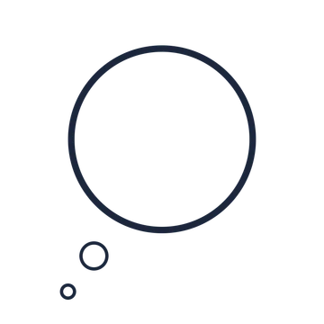 A thought speech bubble with a upper tail and blank interior for quotes or messages.