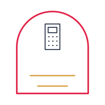 A arch label composition featuring desktop calculator for Business designs.