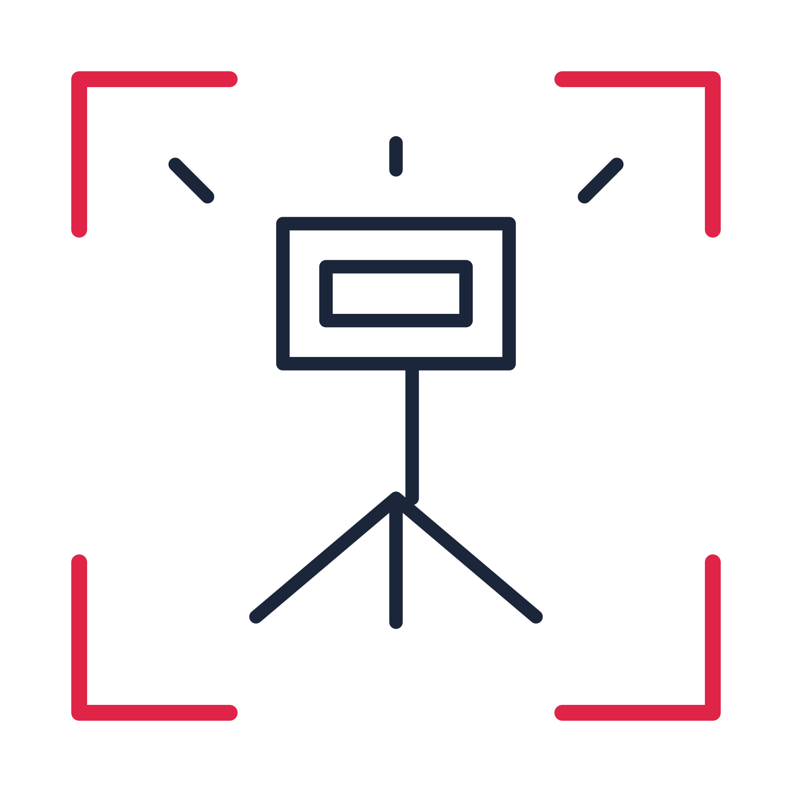 Photography studio flash in a sketch frame drawing with clear rounded lines.