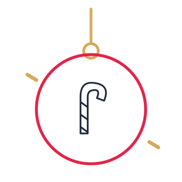 A hanging ornament composition featuring christmas candy cane for Christmas designs.