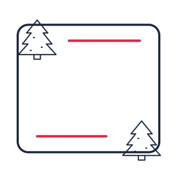 A corner frame composition featuring decorated christmas tree for Christmas designs.