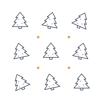 A scattered pattern composition featuring decorated christmas tree for Christmas designs.