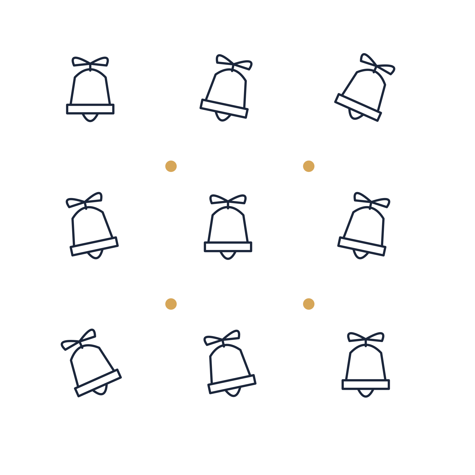 A scattered pattern composition featuring christmas bell with bow for Christmas designs.