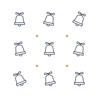 A scattered pattern composition featuring christmas bell with bow for Christmas designs.