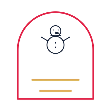 A arch label composition featuring winter snowman for Christmas designs.