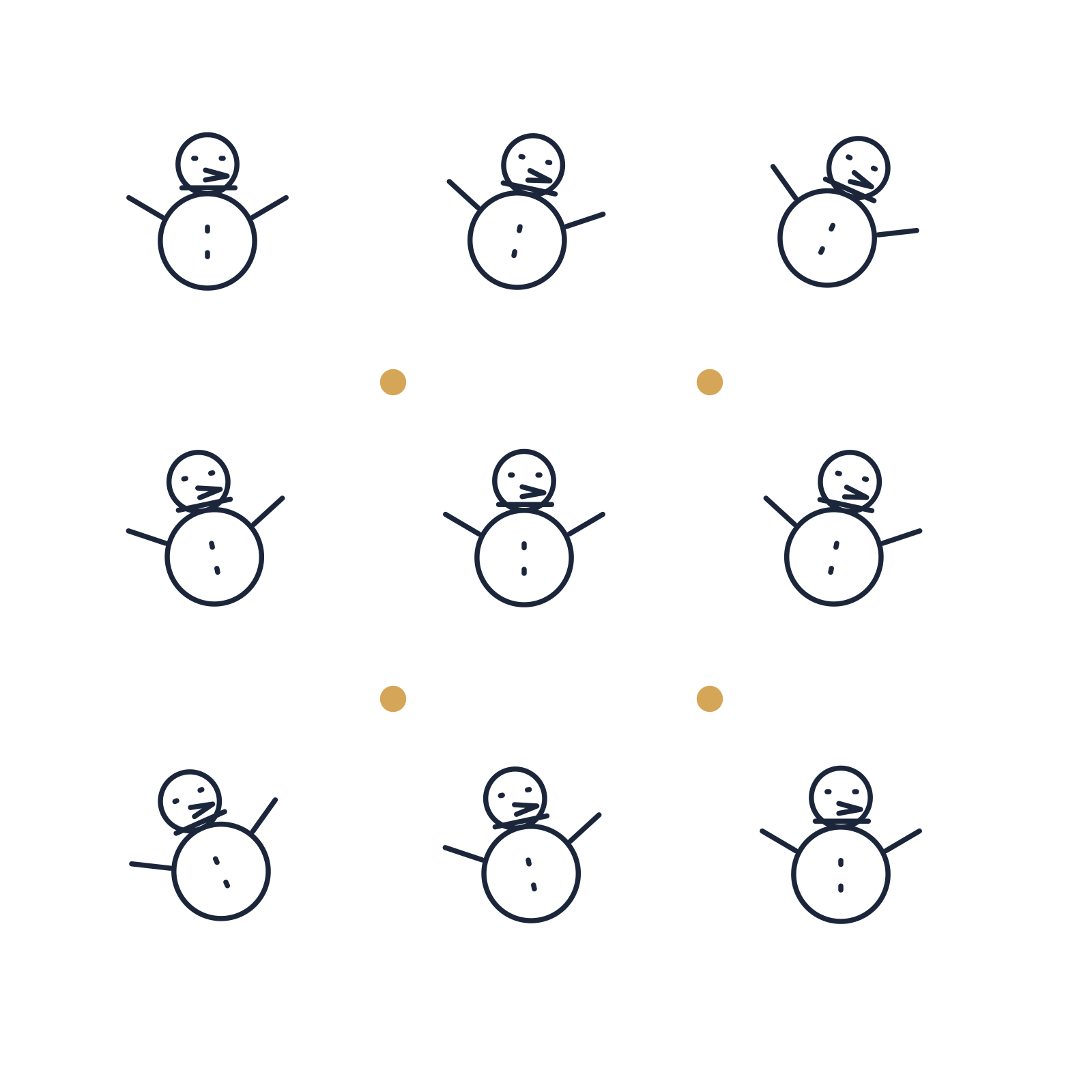 A scattered pattern composition featuring winter snowman for Christmas designs.