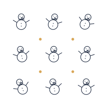A scattered pattern composition featuring winter snowman for Christmas designs.