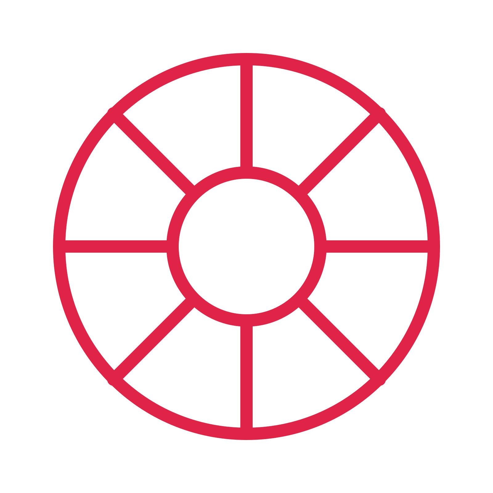 Artist colour wheel in an outline drawing with clear rounded lines.