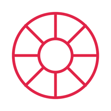 Artist colour wheel in an outline drawing with clear rounded lines.