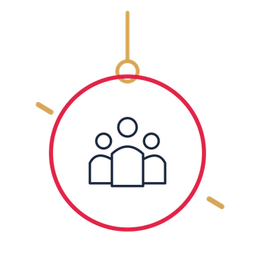 A hanging ornament composition featuring community group for Community designs.