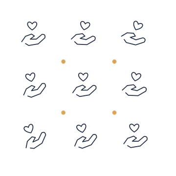 A scattered pattern composition featuring community helping hands for Community designs.