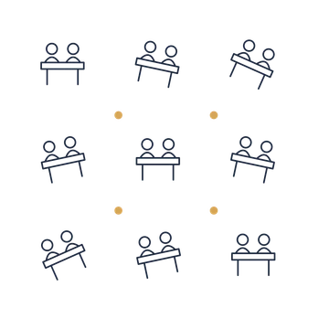 A scattered pattern composition featuring community shared table for Community designs.