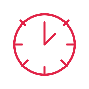 Midnight countdown clock in an outline drawing with clear rounded lines.