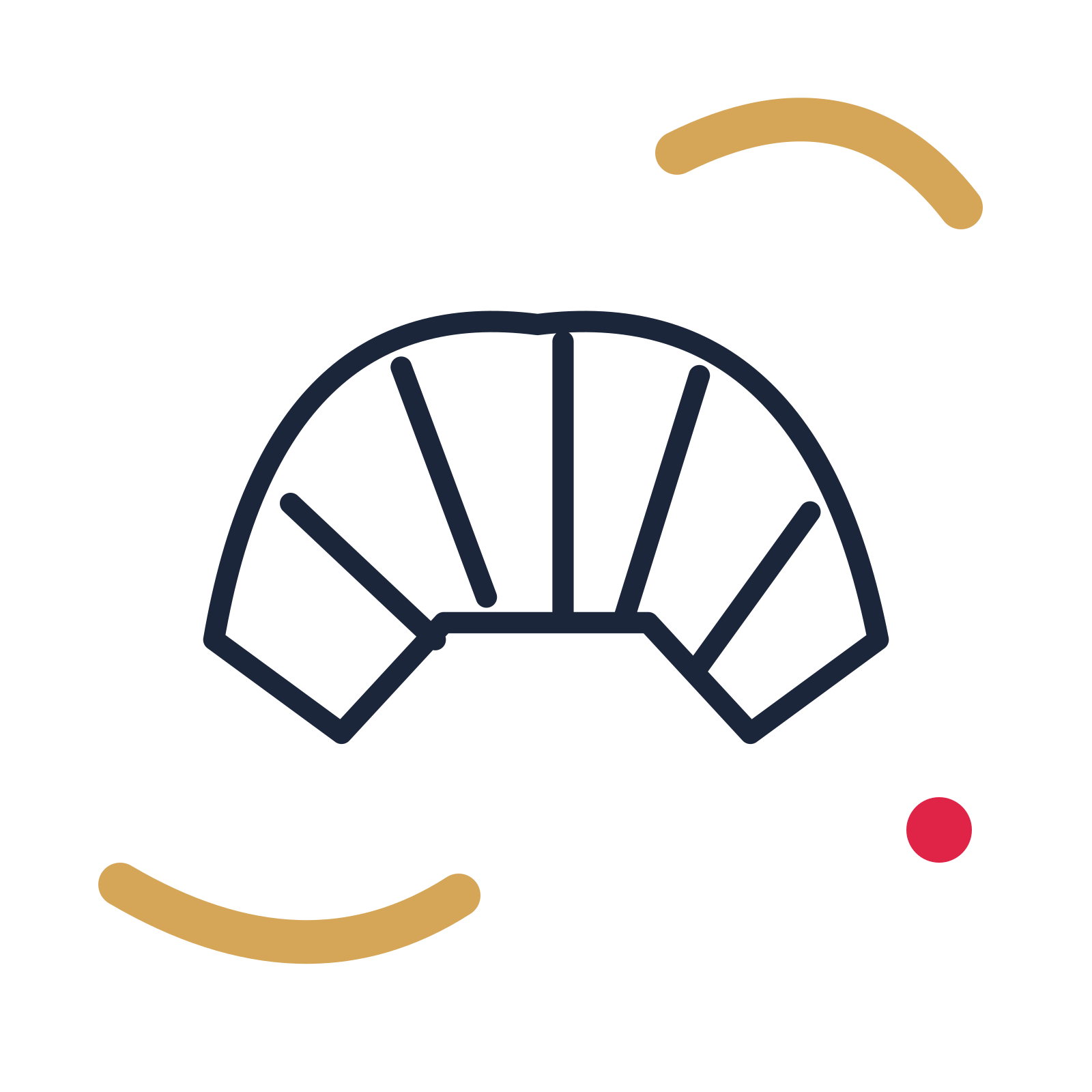 Fresh bakery croissant in a duotone drawing with clear rounded lines.