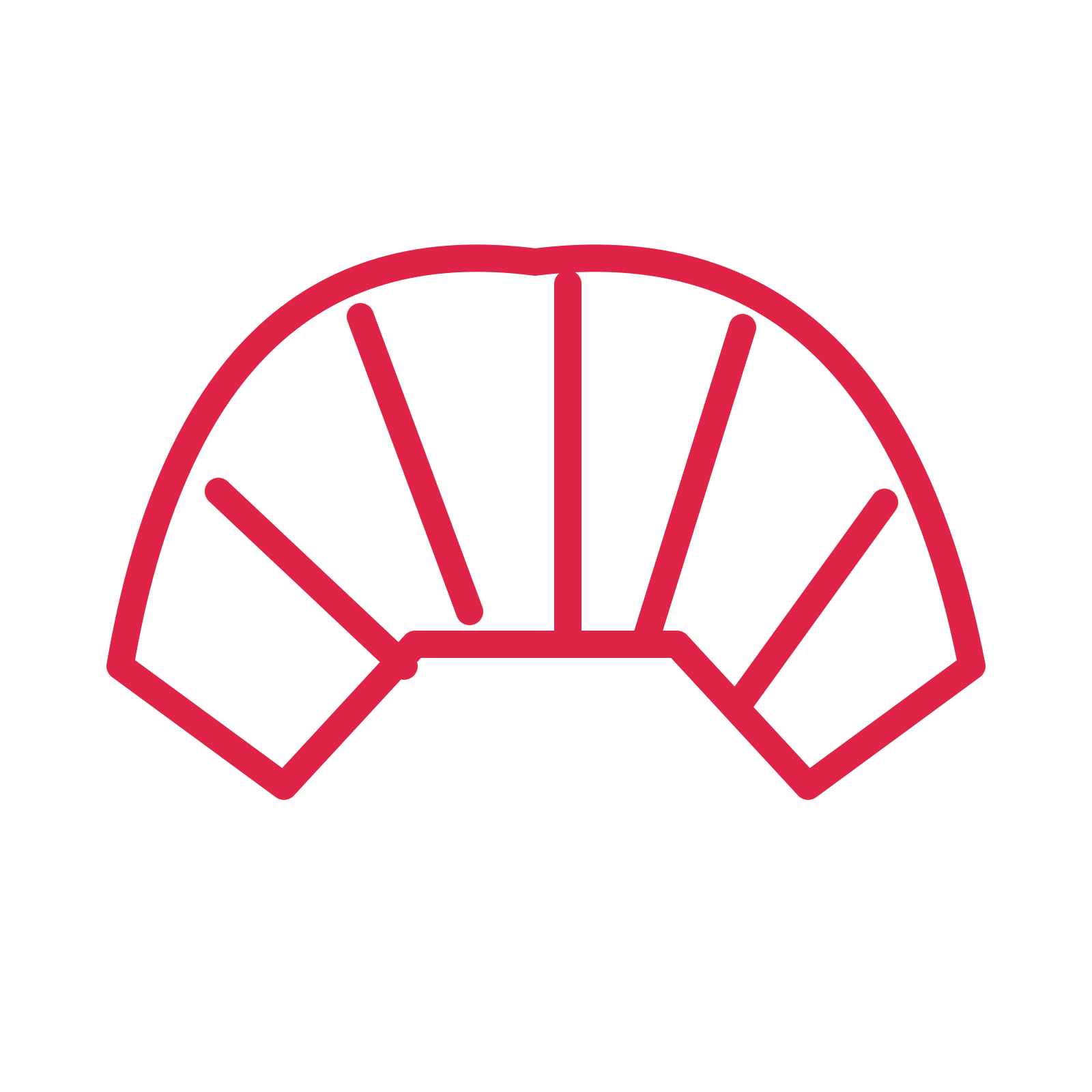 Fresh bakery croissant in an outline drawing with clear rounded lines.