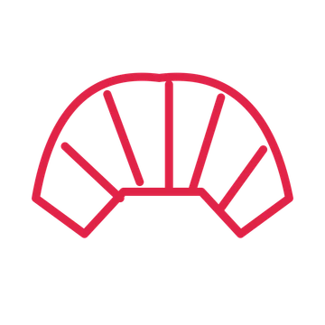 Fresh bakery croissant in an outline drawing with clear rounded lines.