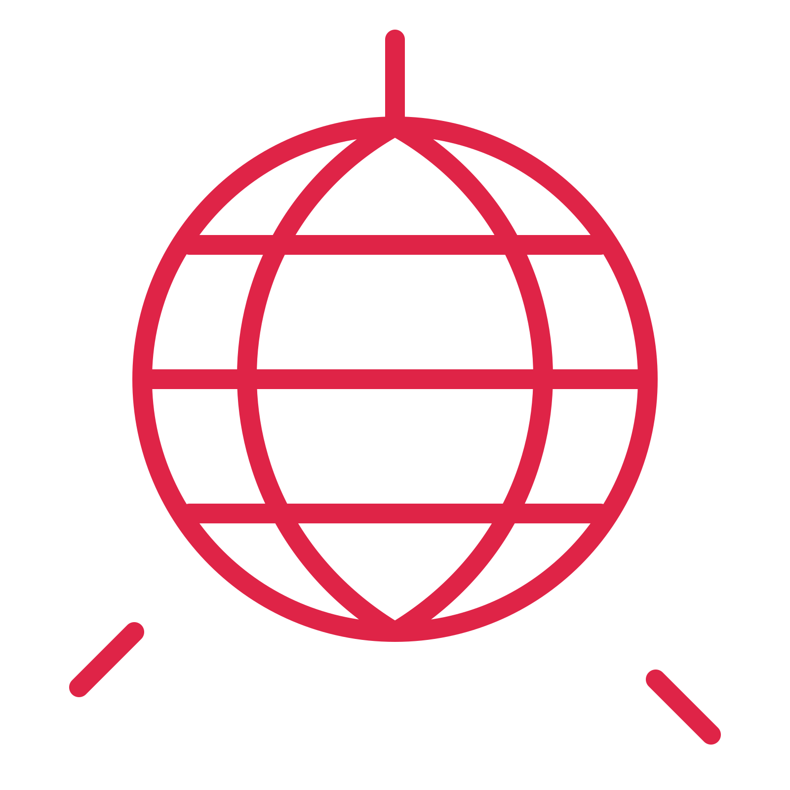 Nightlife disco ball in an outline drawing with clear rounded lines.