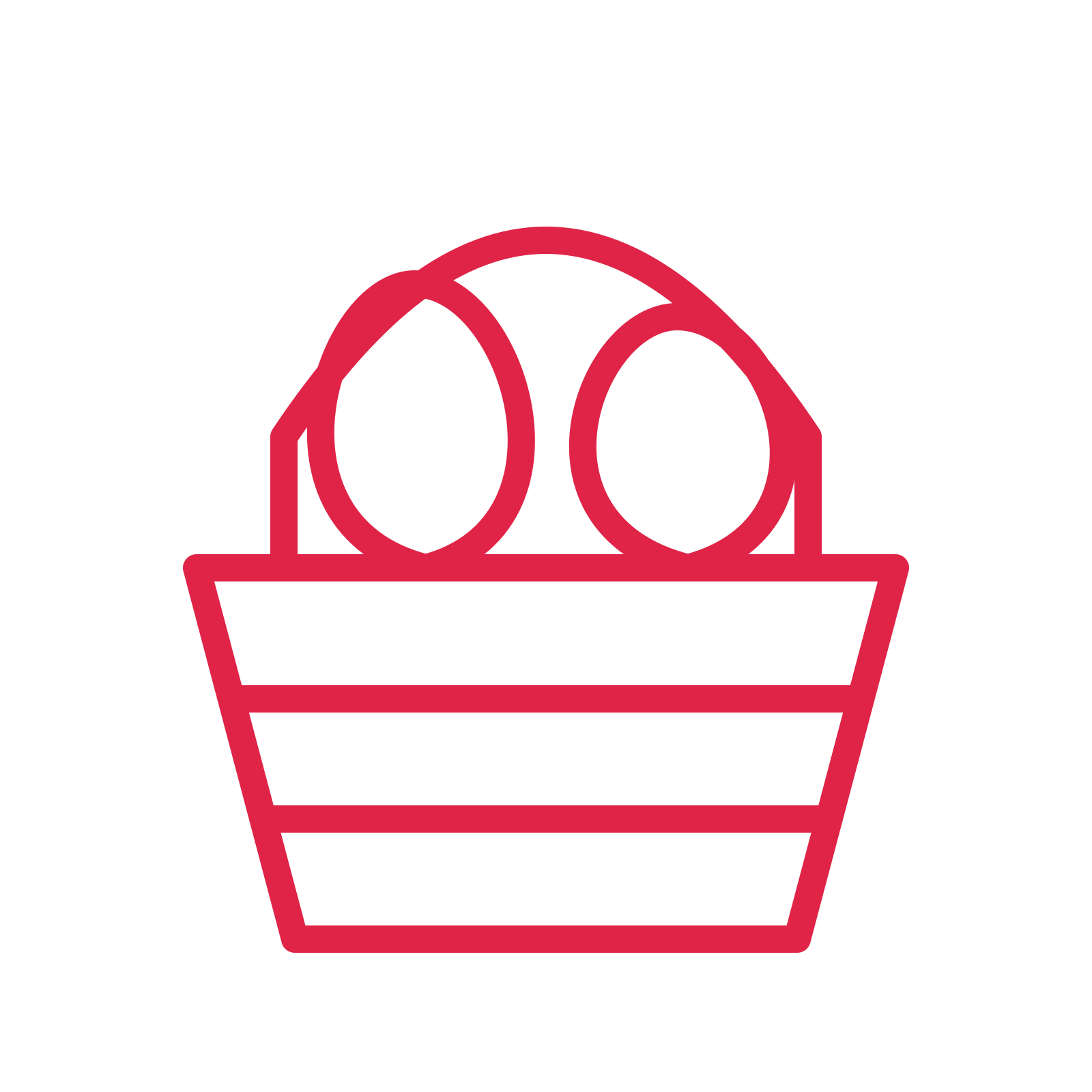 Easter basket with eggs in an outline drawing with clear rounded lines.