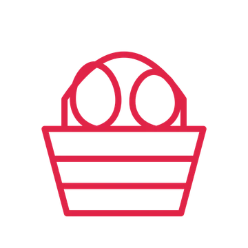 Easter basket with eggs in an outline drawing with clear rounded lines.