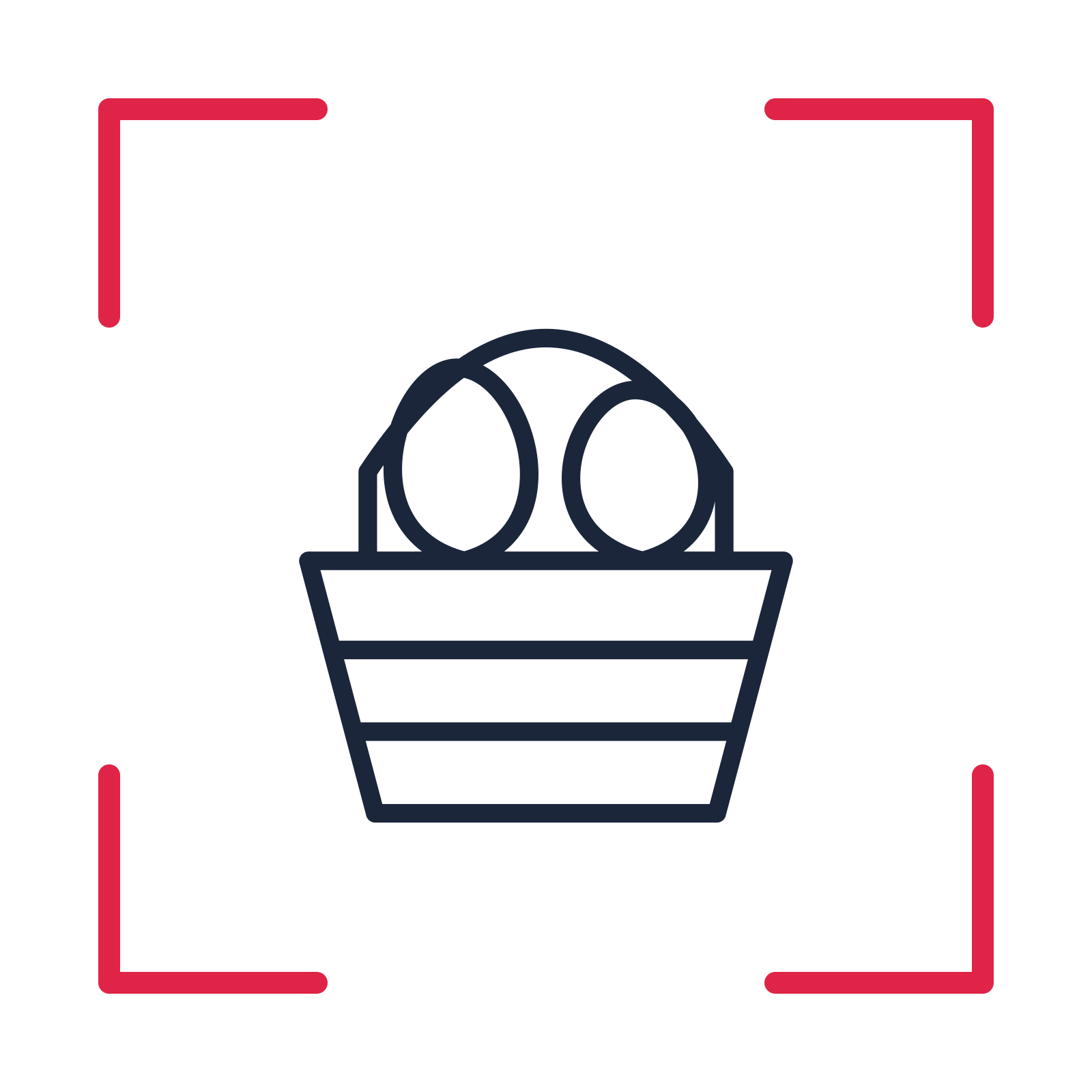 Easter basket with eggs in a sketch frame drawing with clear rounded lines.