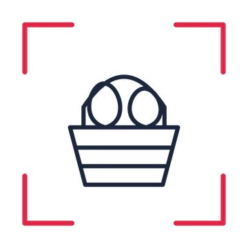 Easter basket with eggs in a sketch frame drawing with clear rounded lines.