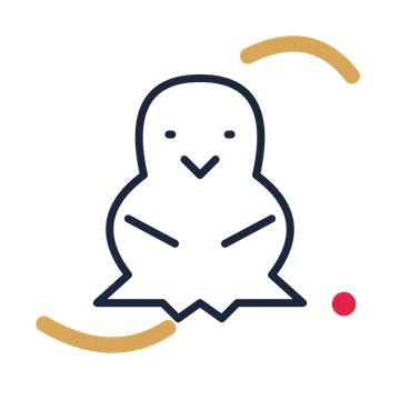 Easter chick in a duotone drawing with clear rounded lines.