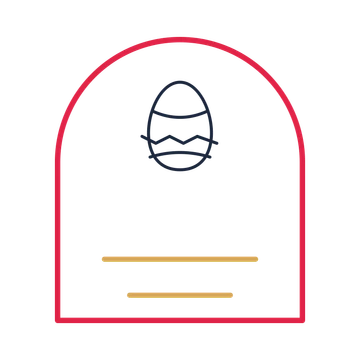 A arch label composition featuring decorated easter egg for Easter designs.