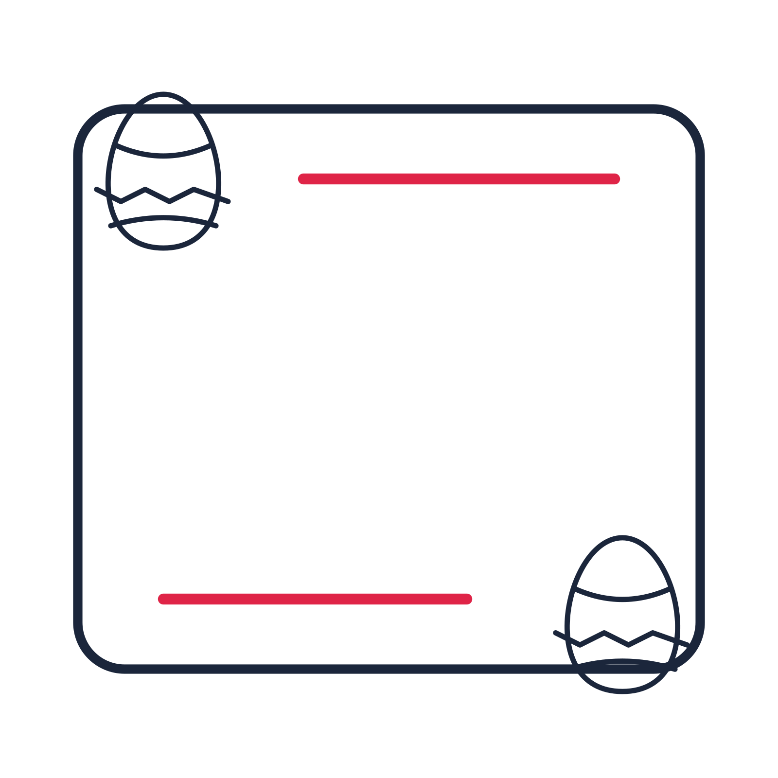 A corner frame composition featuring decorated easter egg for Easter designs.