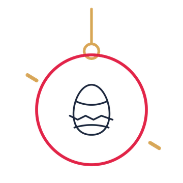 A hanging ornament composition featuring decorated easter egg for Easter designs.