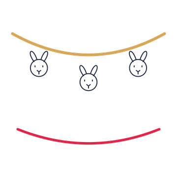 A garland composition featuring easter rabbit for Easter designs.