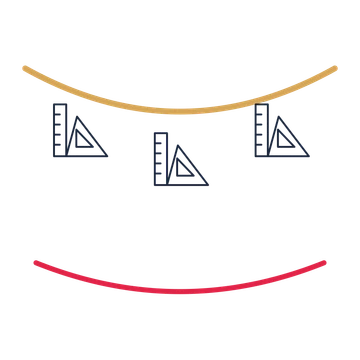 A garland composition featuring geometry ruler and triangle for Education designs.