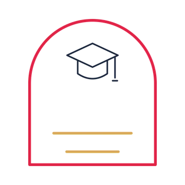 A arch label composition featuring graduation cap for Education designs.