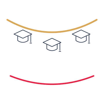 A garland composition featuring graduation cap for Education designs.