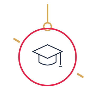 A hanging ornament composition featuring graduation cap for Education designs.