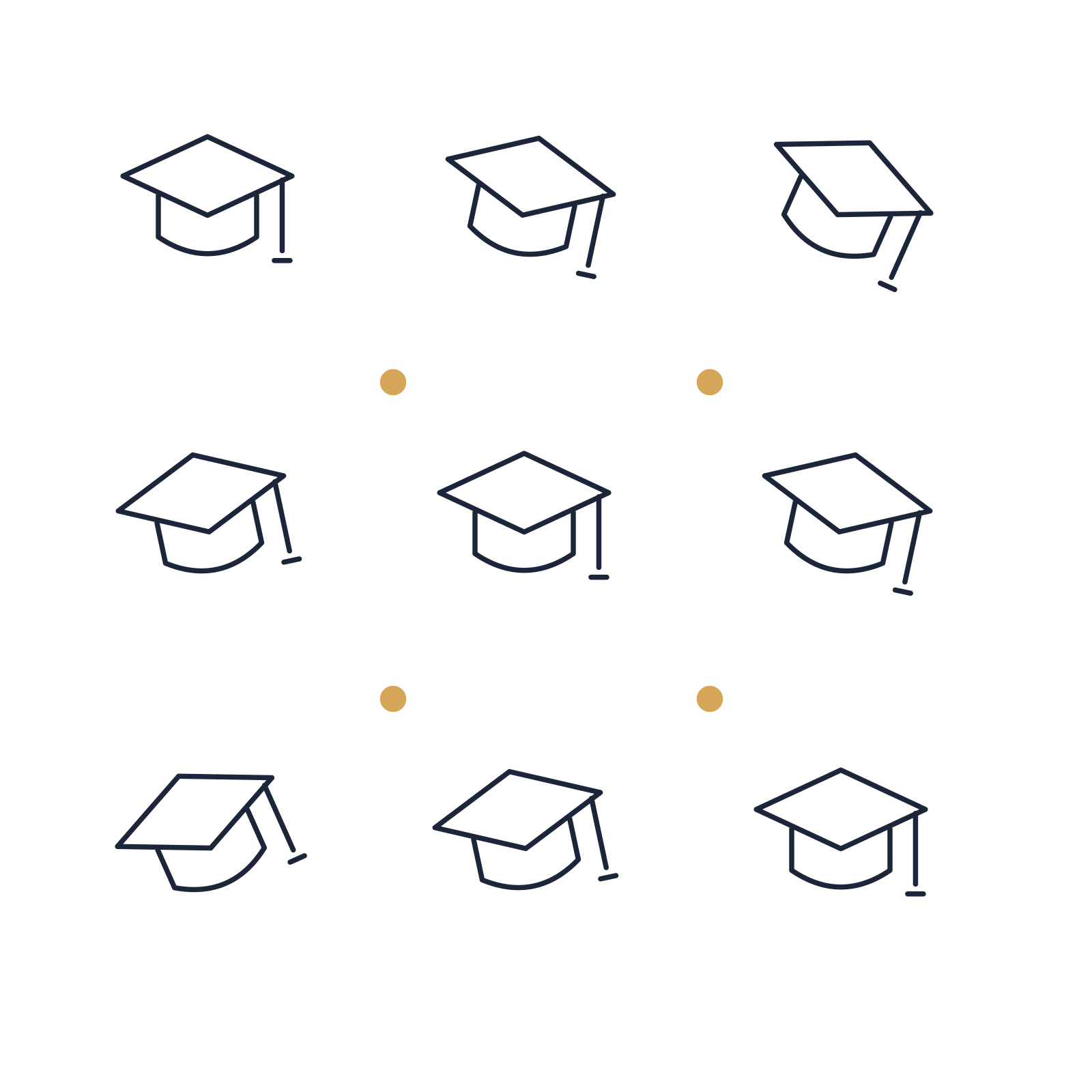 A scattered pattern composition featuring graduation cap for Education designs.