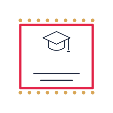A stamp label composition featuring graduation cap for Education designs.
